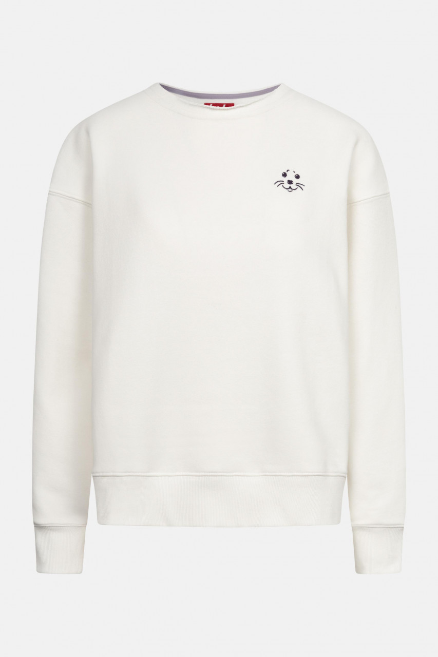 Derbe Sweatshirt Robbenschnute Damen Weiß Crewneck