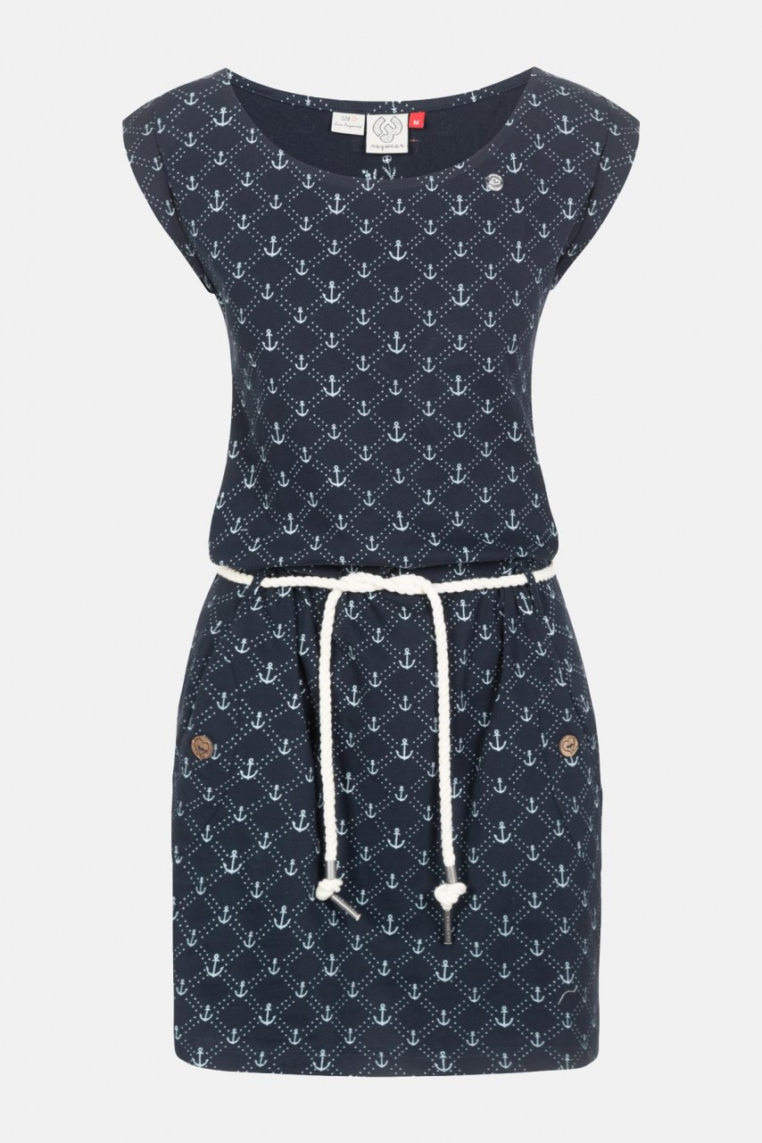 Ragwear Tag Marina Navy Damen Kleid Dunkelblau Anker