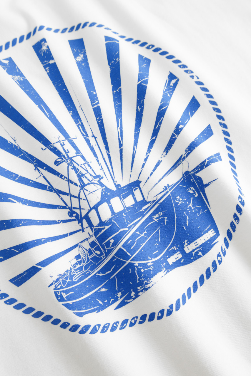 Derbe T-Shirt MS Derbe Herren Weiß Blau Schiff