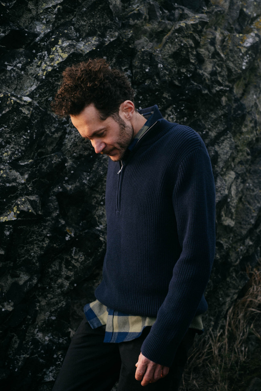 MELA Rippstrick Troyer UDAI Pullover Navy Dunkelblau Baumwolle Nachhaltig