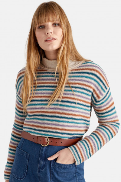 Seasalt Cornwall Fruity Jumper Damen Pullover Mini Cornish Aran Echium Mix Gestreift Seasalt Cornwall Fruity Jumper Damen Pullover Mini Cornish Aran Echium Mix Gestreift
