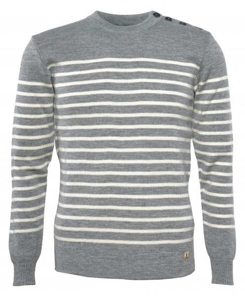 Armor Lux Bretonischer Pullover Herren Grau-Natur-Gestreift