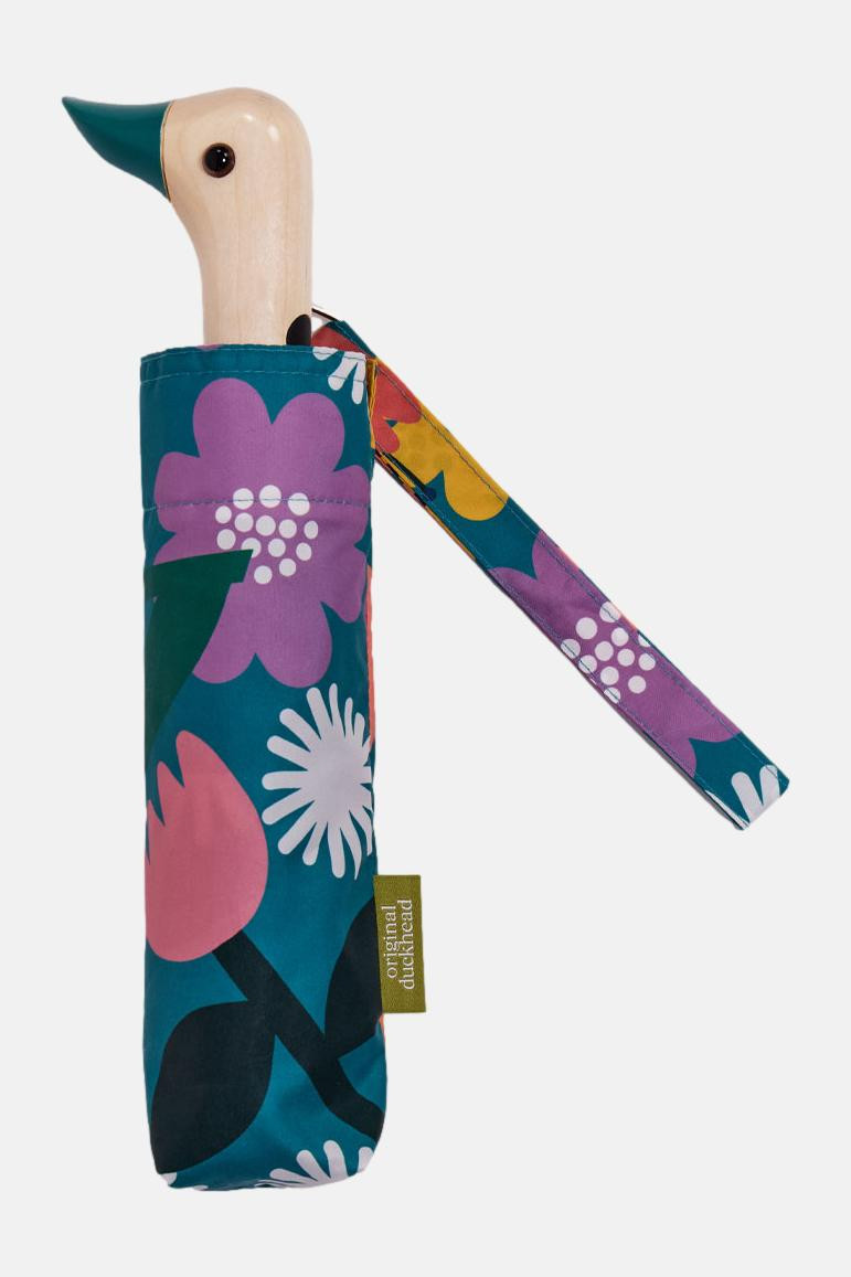 Original Duckhead Regenschirm Bloom Petrol Türkis Rosa Lila Gelb Blumen