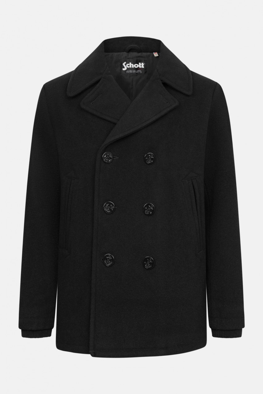 Schott NYC Caban Schwarz Pea Coat Jacke