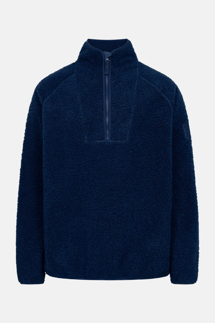 Derbe Herren Fleece Pullover Kuschelby Troyer Blau