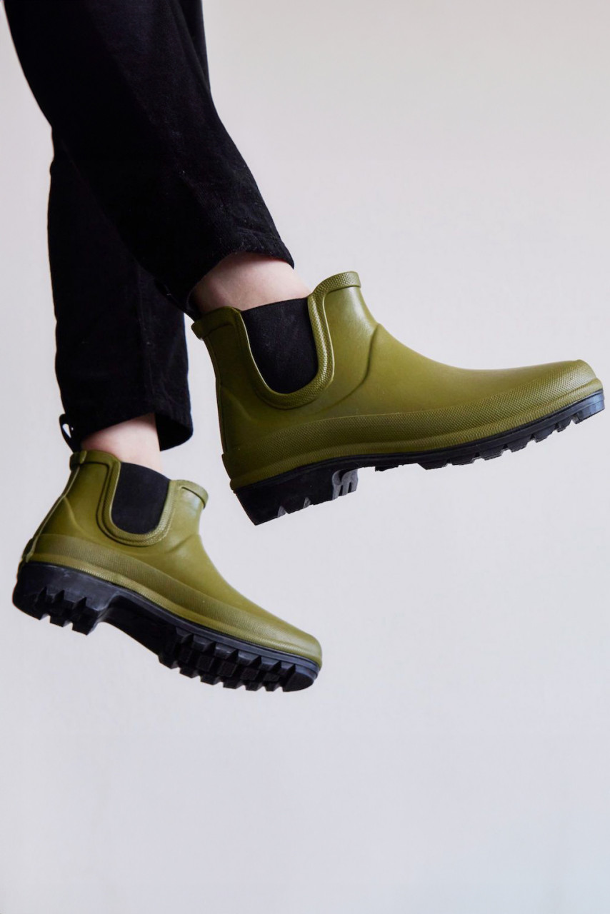 Grand Step Shoes Vickie Damen Gummistiefel Oliv Grün Chelsea