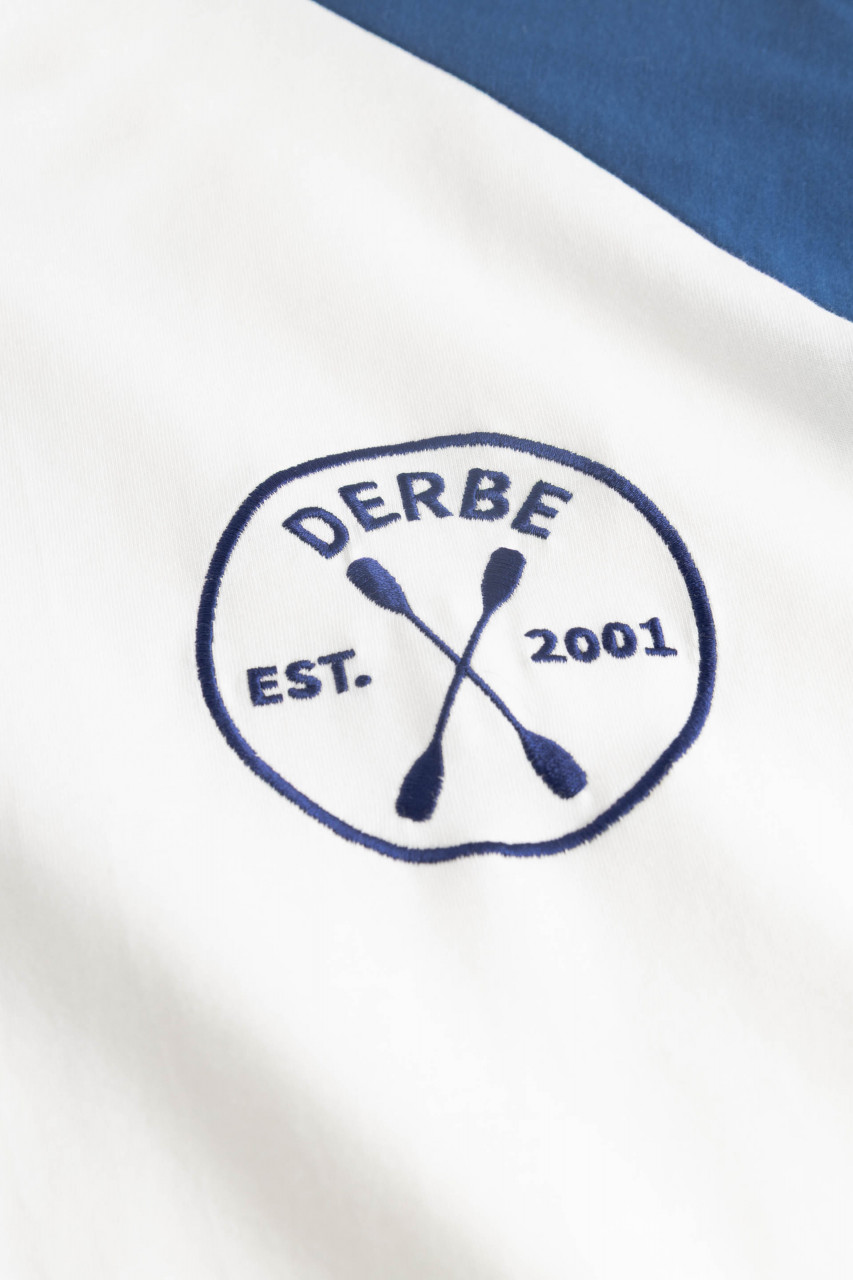 Derbe Langarmshirt Paddeln Herren Weiß Blau Ringer Retro