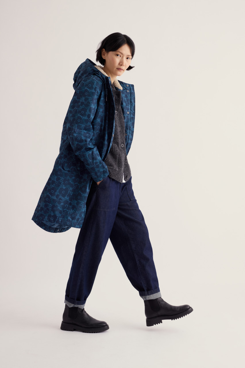 Seasalt Cornwall Regenjacke Plant Hunter Damen Blau Blumen Winterjacke