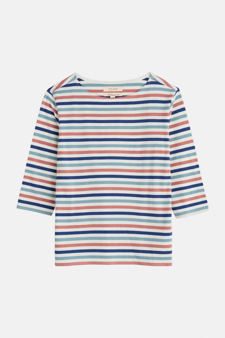 Seasalt Streifenshirt Tri Sailor Top Damen Blau Rosa GOTS Organic