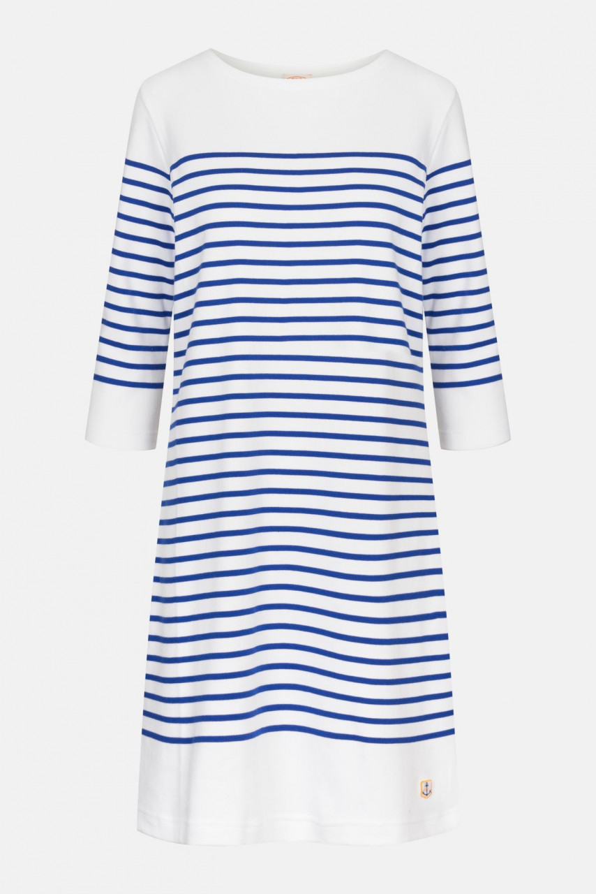 Kleid Ile-Tudy Weiß Sternblau Gestreift für Damen von Armor Lux