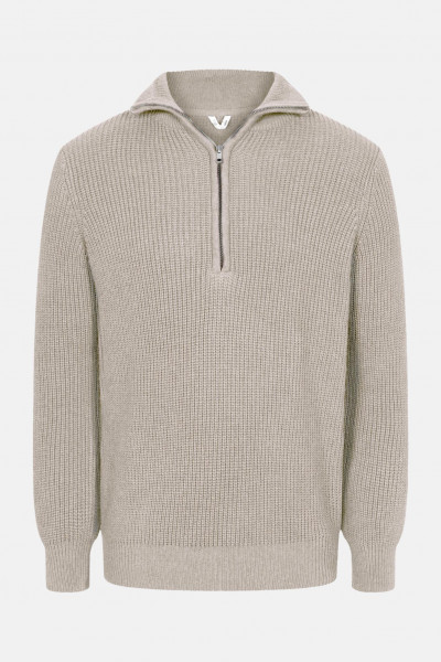 MELA Troyer UDAI Herren Pullover Beige Meliert Baumwolle GOTS Organic