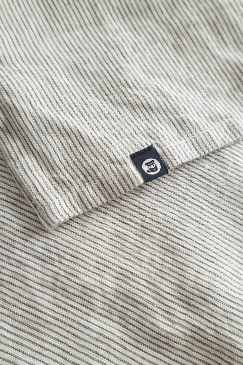 Hanseheld Leinenhemd LeinenLos! Herren Beige Gestreift Fischerhemd Stehkragen