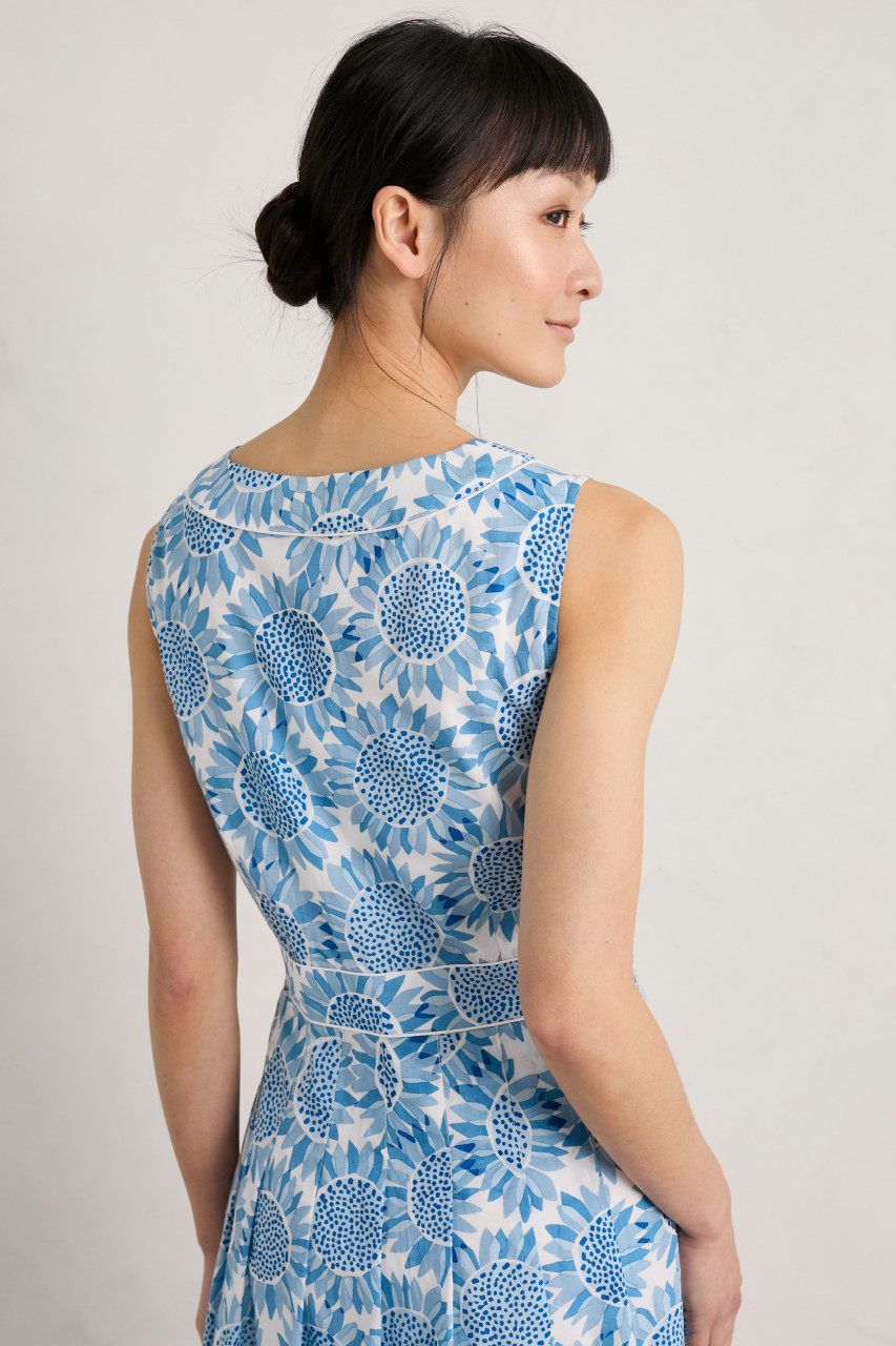 Seasalt Cornwall Villa Damen Kleid Sonnenblume Blau Weiß Vintage