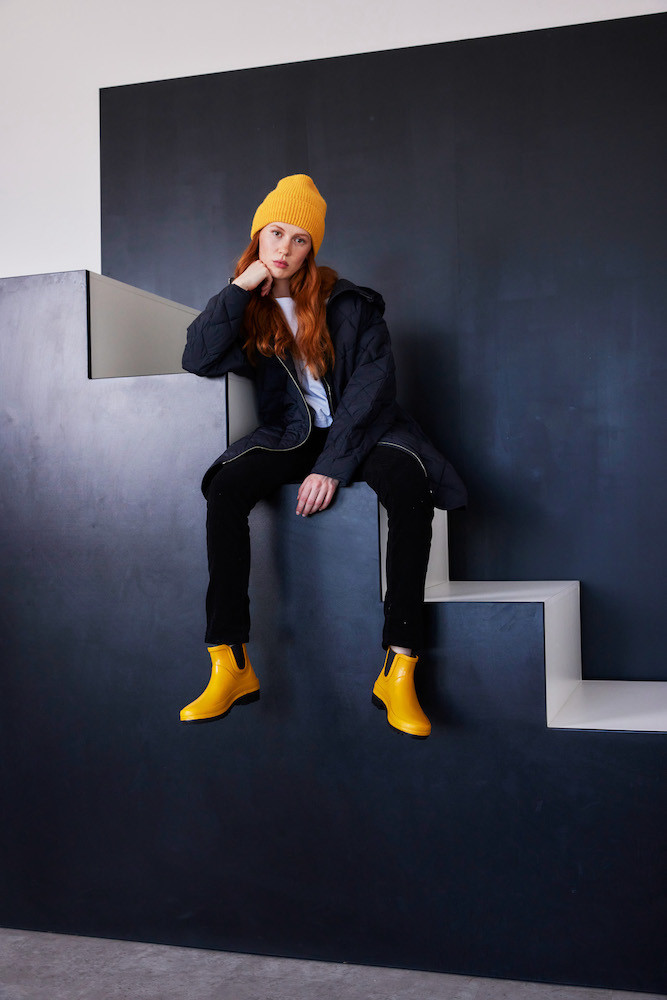 Grand Step Shoes Vickie Damen Gummistiefel Gelb Curry Chelsea