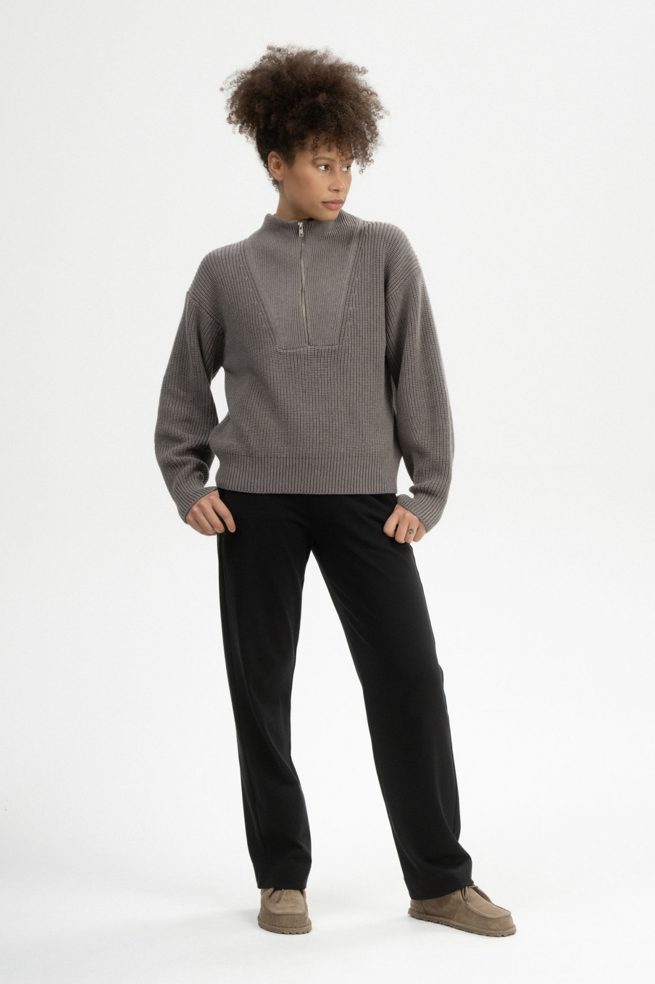 MELA Troyer KIMAYA Damen Braun Pullover Baumwolle GOTS Organic