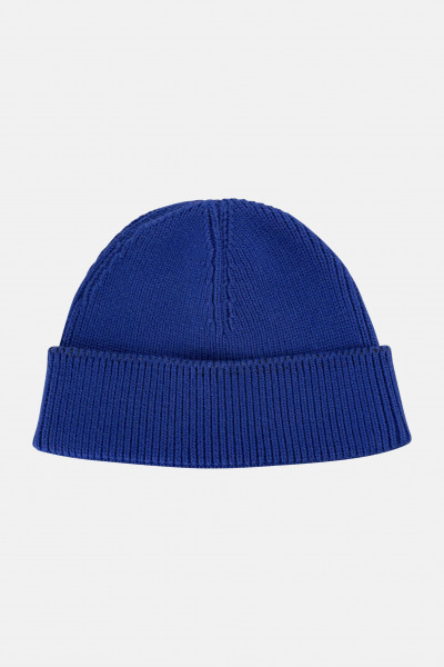 MELA kurze Rippstrick Mütze RAFI Blau Bold Dockermütze GOTS Organic