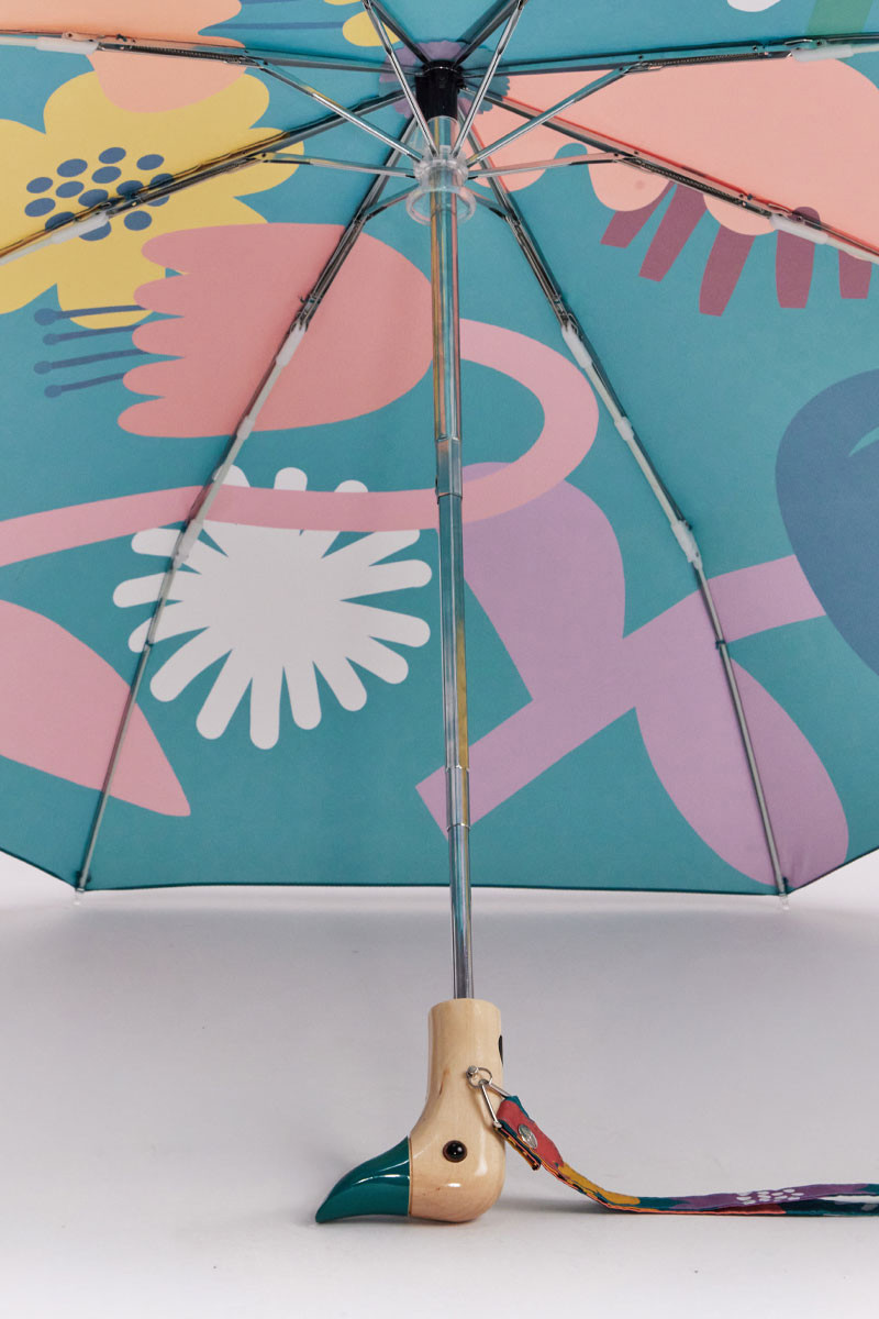 Original Duckhead Regenschirm Bloom Petrol Türkis Rosa Lila Gelb Blumen