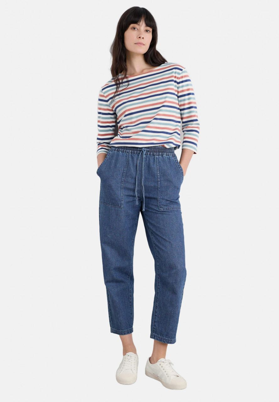 Seasalt Streifenshirt Tri Sailor Top Damen Blau Rosa GOTS Organic