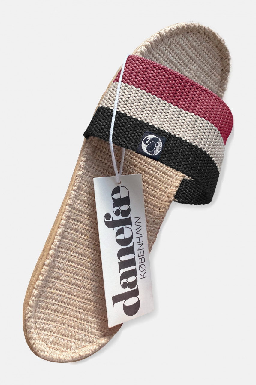 Danefae Sandalen Danelulu Damen Rot Schwarz Bast Badelatschen