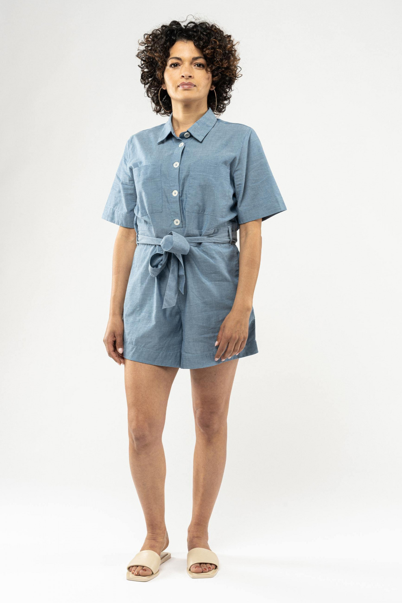 MELA Sanela Damen Jumpsuit Hellblau Chambray