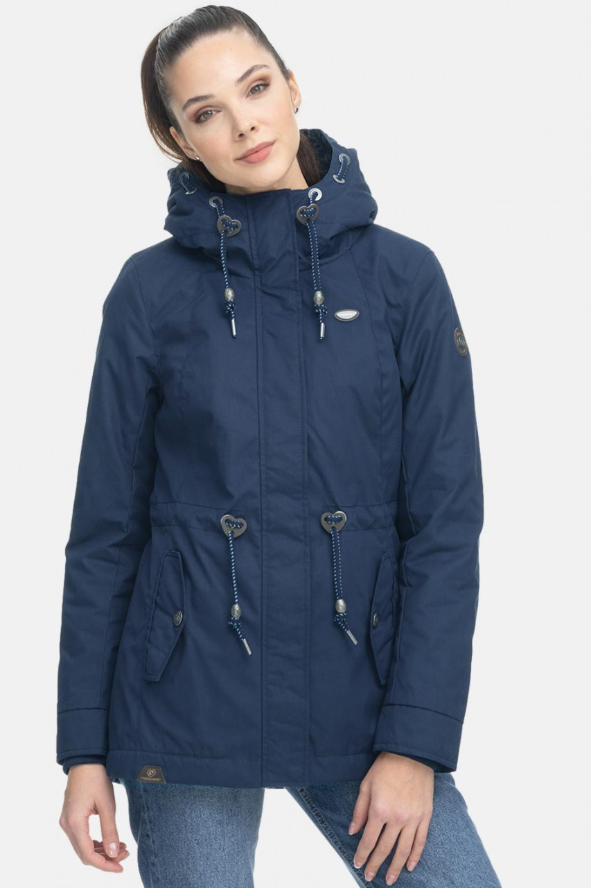 Ragwear Monadis Damen Jacke Kurz Parka Navy Dunkelblau