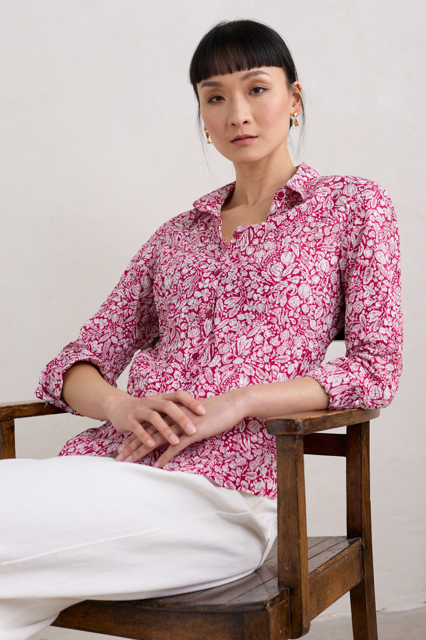 Seasalt Cornwall Larissa Damen Bluse Pink Rot Garten Gemüse