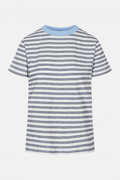 MELA Khira Damen T-Shirt Thin Stripes Powder Blue Gestreift Blau MELA Khira Damen T-Shirt Thin Stripes Powder Blue Gestreift Blau