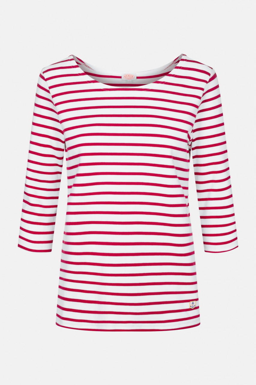 Streifenshirt Guérande Weiß Dunkelrot Gestreift für Damen von Armor Lux