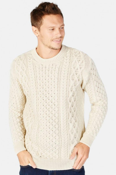 IrelandsEye Aran Blasket Weiß Herren Pullover Natural
