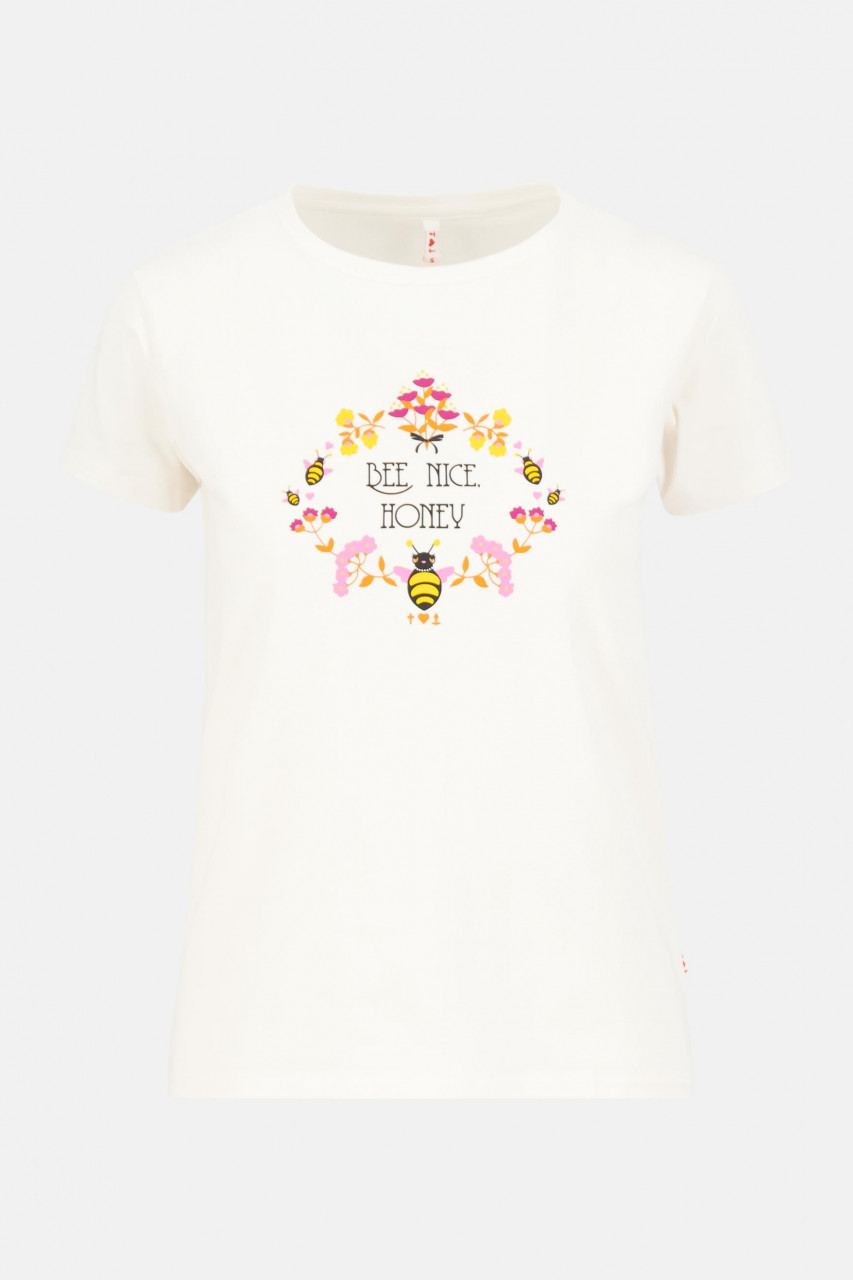 Blutsgeschwister Save The Bees Damen T-Shirt Creamy Camellia Weiß Baumwolle Nachhaltig