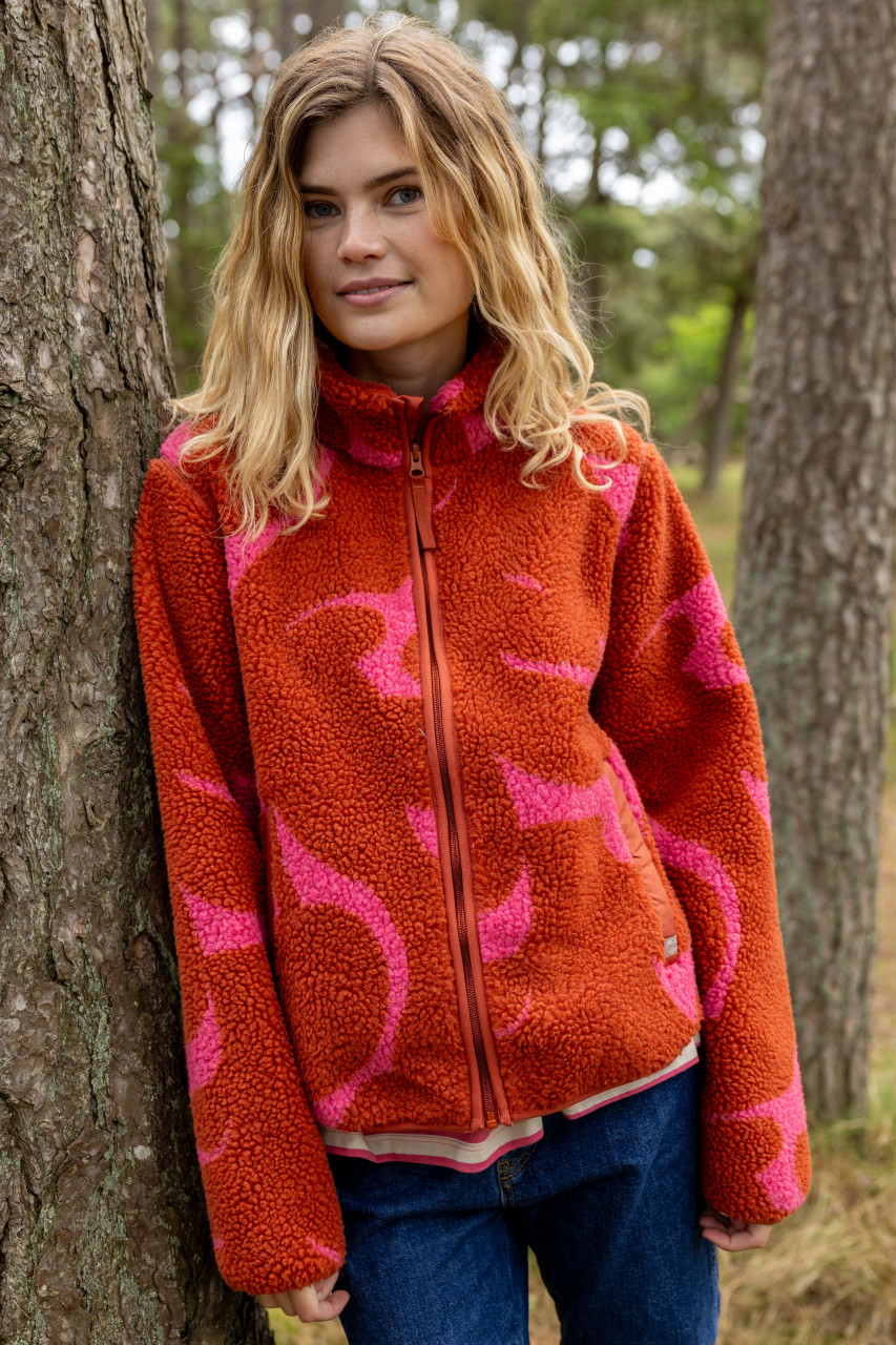 Danefae Danelabrador Fleecejacke Rot Pink Abstrakt Floral