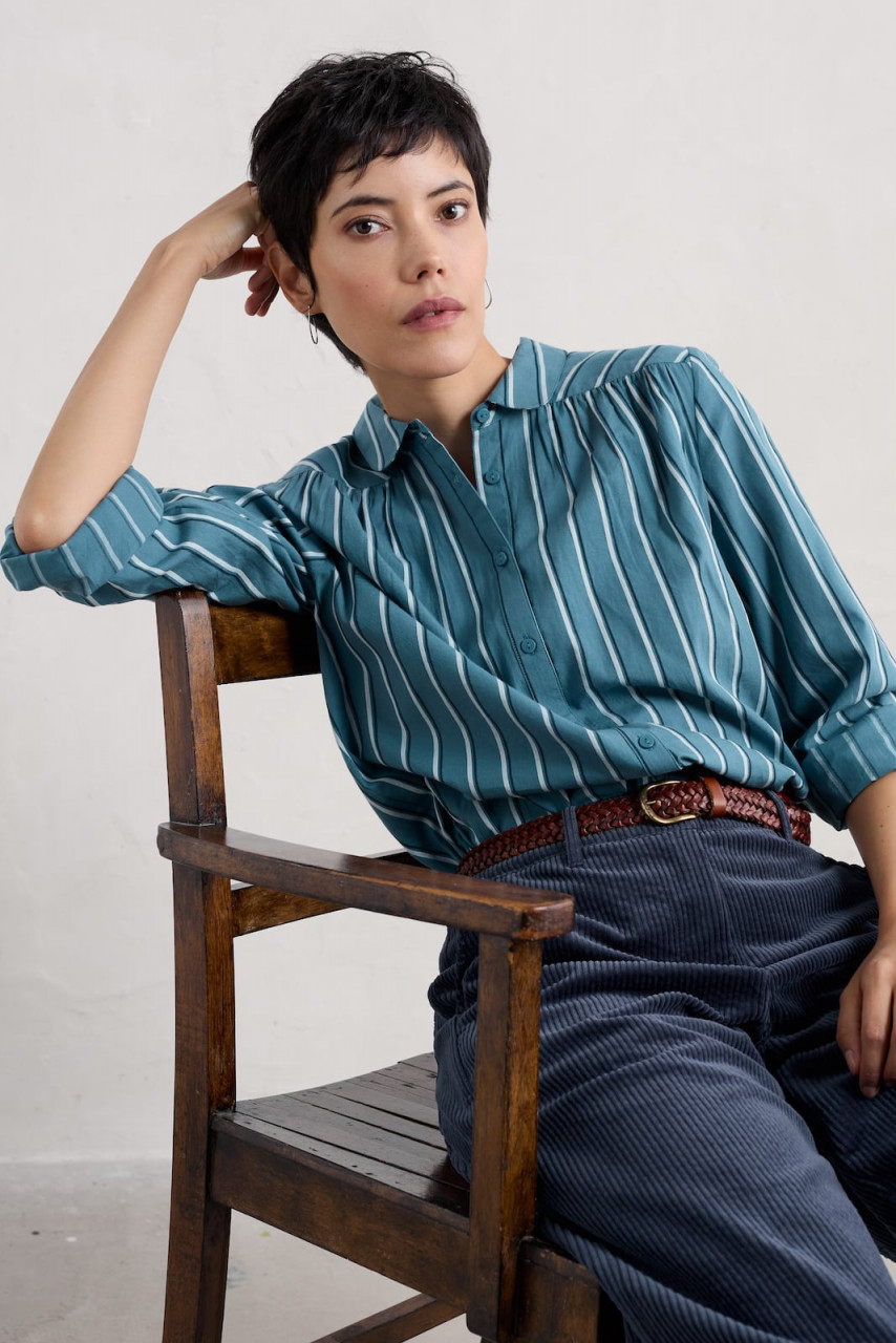 Seasalt Cornwall Bluse Spiral Flight Damen Petrol Gestreift