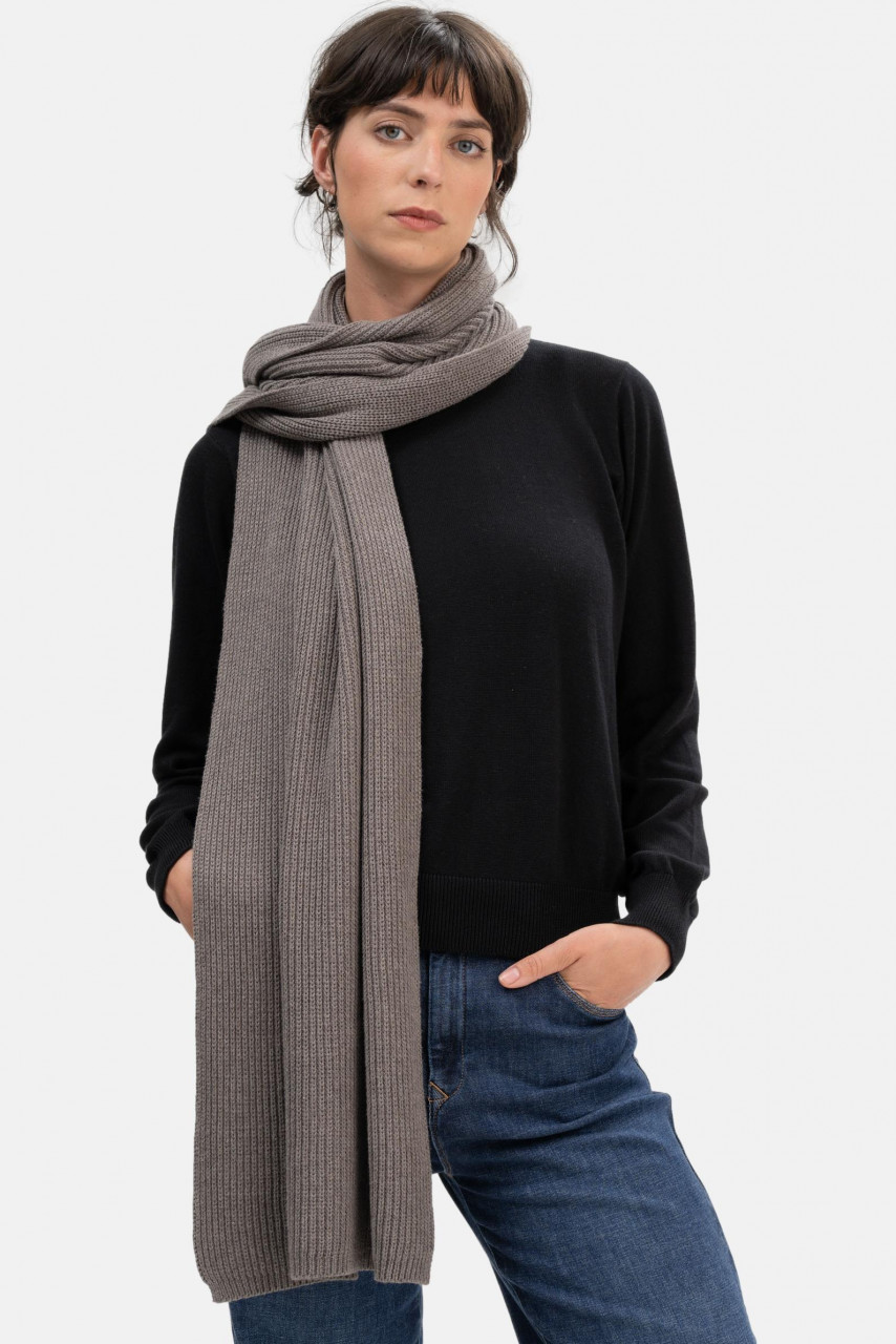MELA Rippstrick Schal Nagna Braun Meliert GOTS Organic