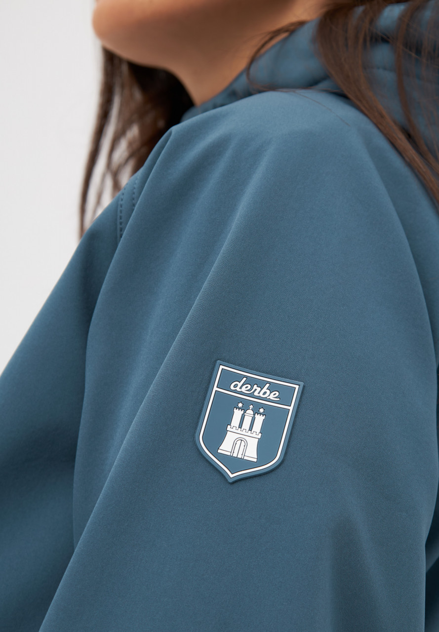 Detailansicht von Softshelljacke Island Friese Blau für Damen von derbe