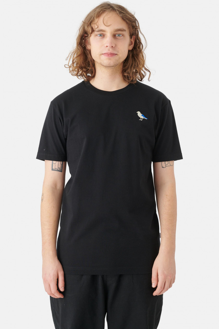 Cleptomanicx Herren T-Shirt Embro Gull Schwarz Möwe Stick Baumwolle Nachhaltig