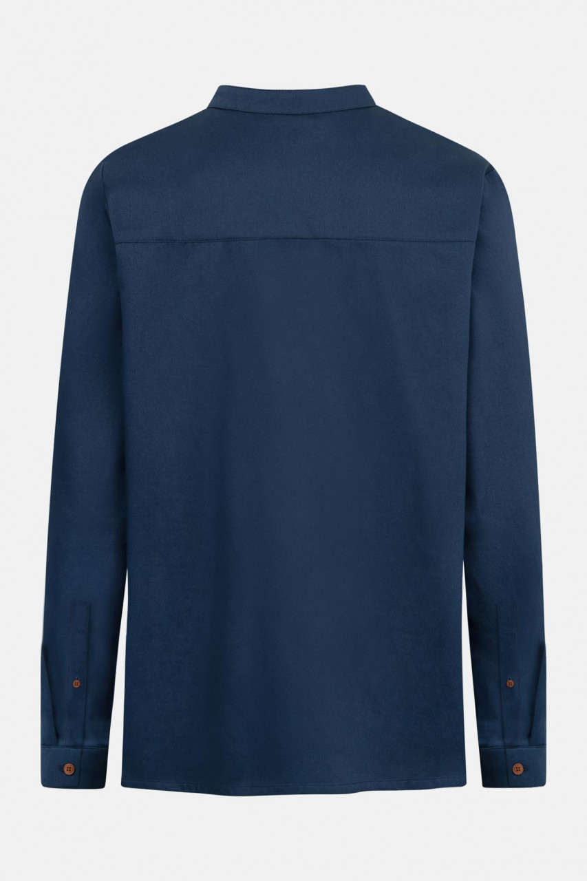 Produktbild von einem Stehkragen-Hemd Navy-Blau der Marke Hanseheld - Rückansicht