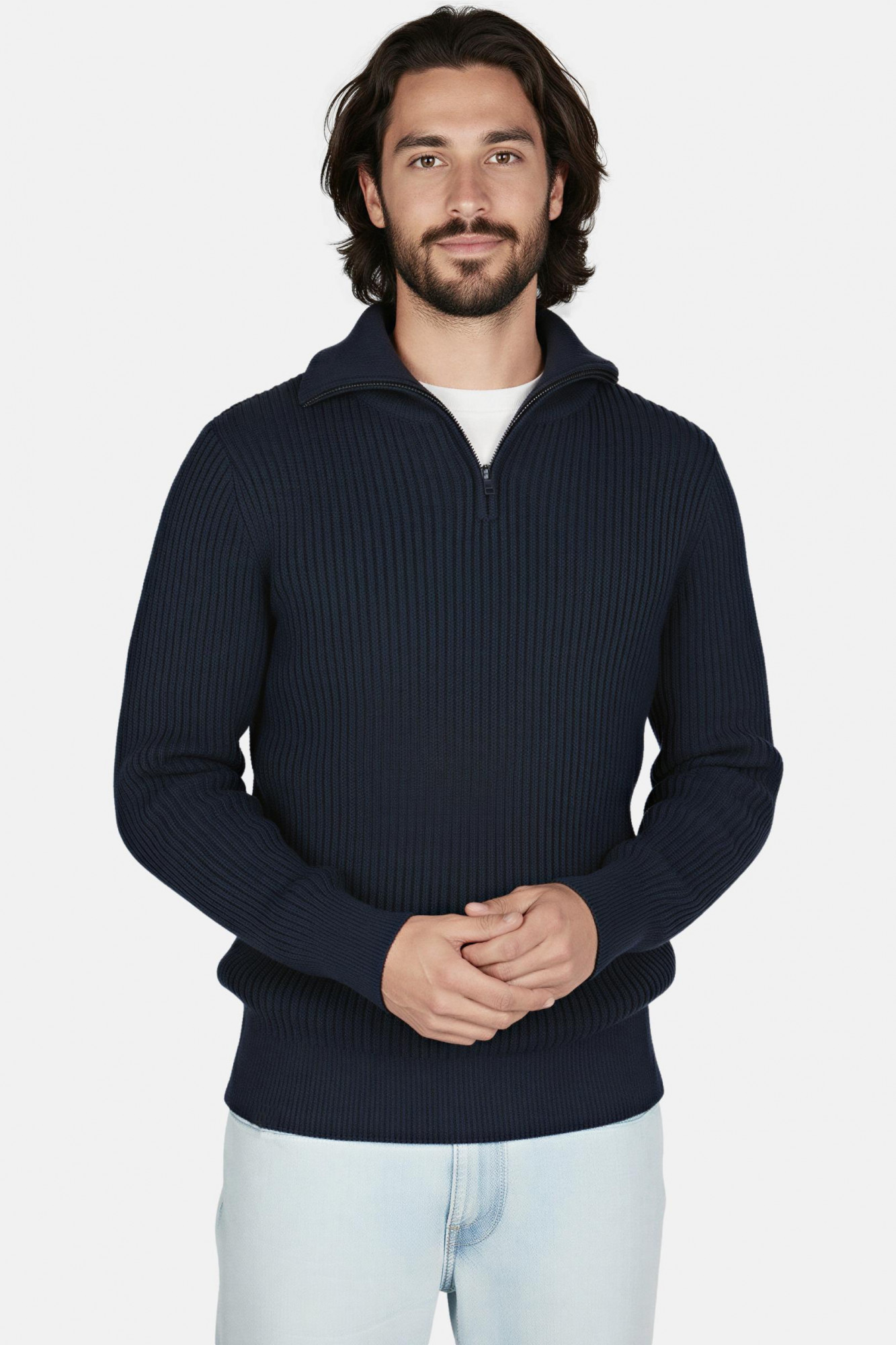 Hanseheld Troyer Baumwolle Blau GOTS Herren Troyer-Pullover Bio