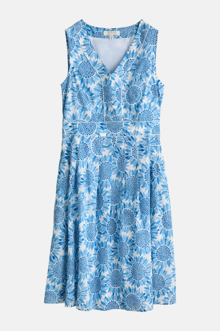Seasalt Cornwall Villa Damen Kleid Sonnenblume Blau Weiß Vintage