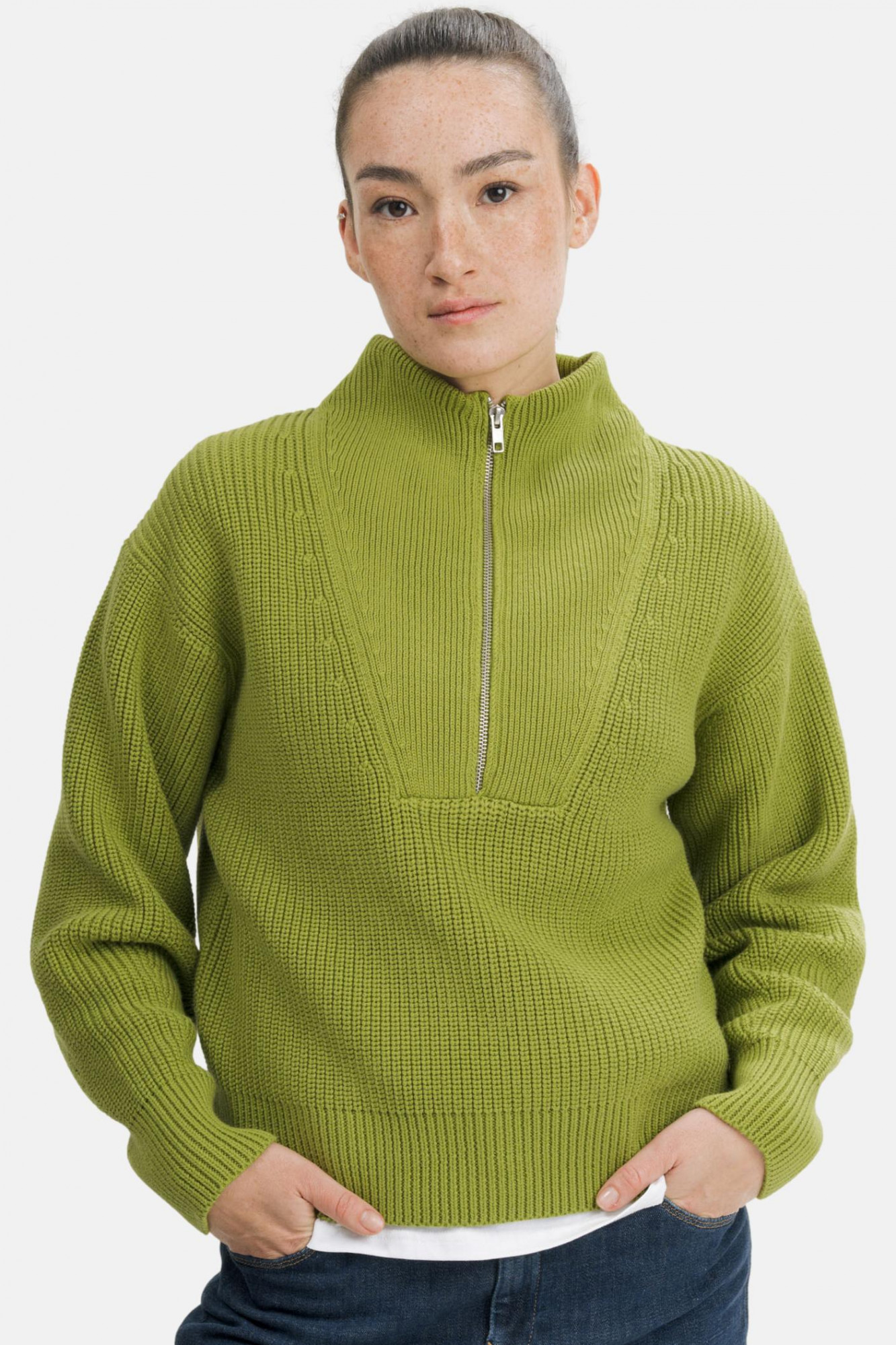 MELA Troyer KIMAYA Damen Grün Pullover Baumwolle GOTS Organic