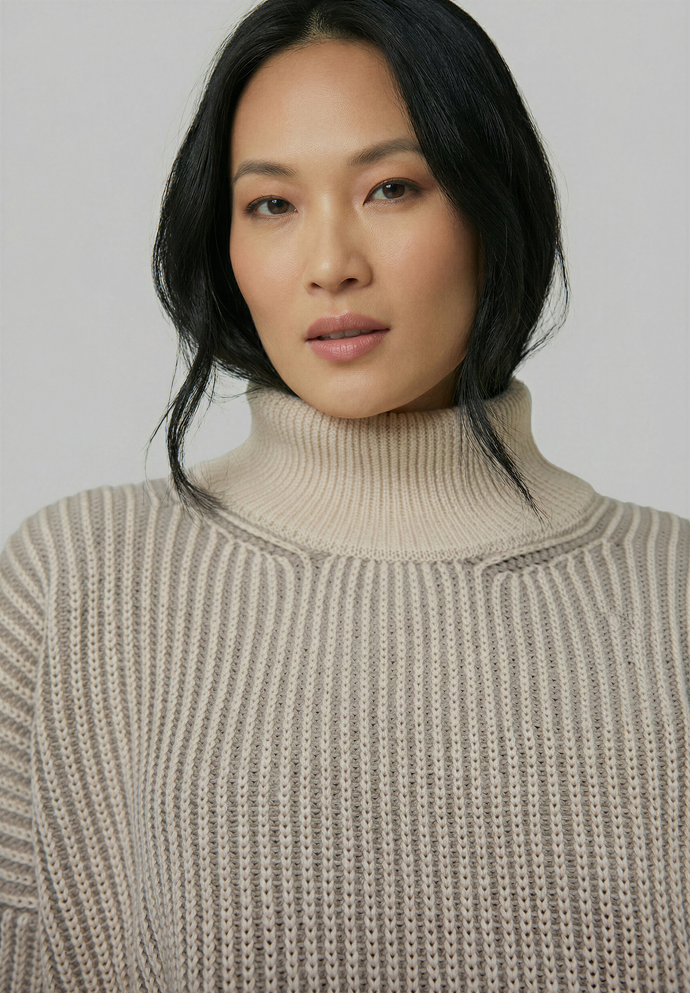 Derbe Pullover Warmer Fisher Damen Beige Weiß Rippstrick