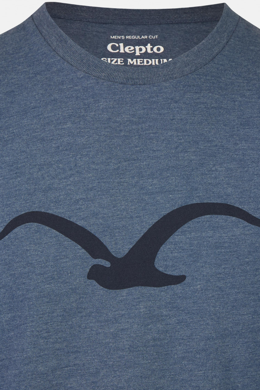 Cleptomanicx Herren T-Shirt Möwe Heather Blue Blau Meliert Baumwolle Nachhaltig