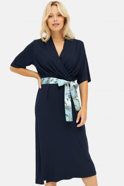 Derbe Hawa Uni Midi Damen Kleid Dunkelblau Navy Nachhaltig