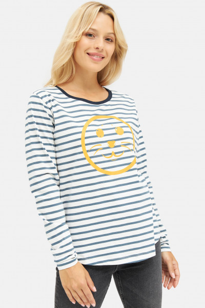 Derbe Robsmile Damen Longsleeve Langarmshirt Orion Blue Gestreift Smiley Robbe Derbe Robsmile Damen Longsleeve Langarmshirt Orion Blue Gestreift Smiley Robbe