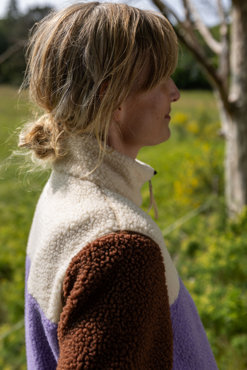 Danefae Danebirk Fleecejacke Flieder Braun Rot Weiß