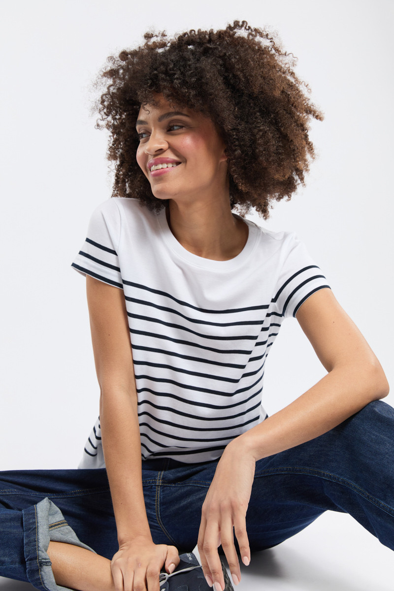 Armor Lux T-Shirt Etel Damen Weiß Dunkelblau Streifenshirt Heritage