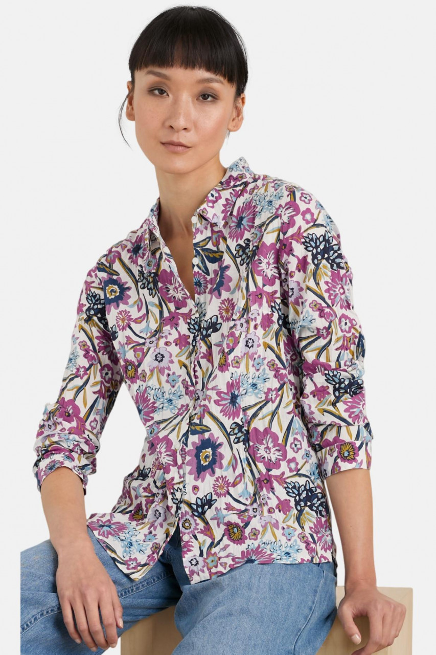 Seasalt Cornwall Larissa Damen Bluse Weiß Blumen Lila