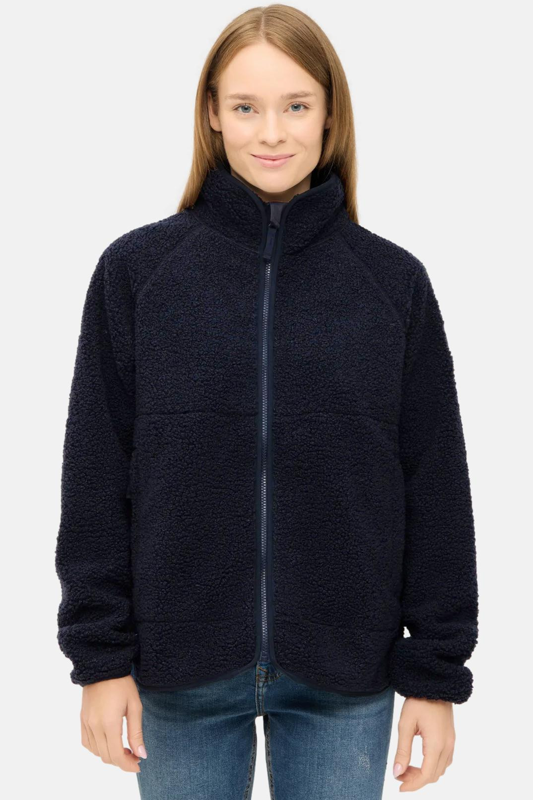 Flecejacke Dunkelblau Navy Kuschelby von derbe - Model-Bild