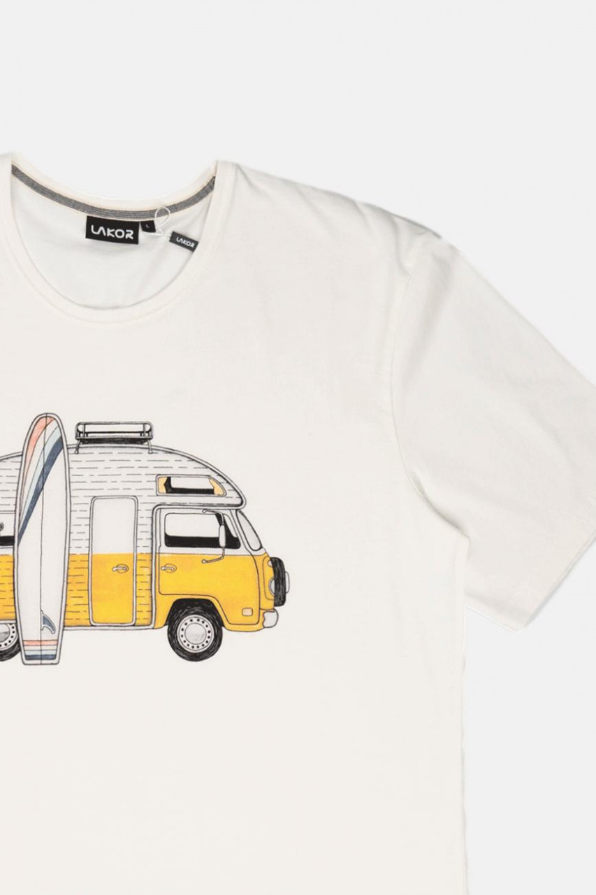 LAKOR T-Shirt Sun Camper Herren Weiß Gelb Wohnmobil