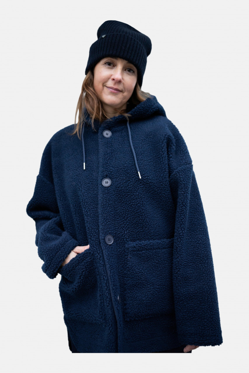 Danefae Fleecejacke Danewillow Damen Dunkelblau Teddy Kapuze