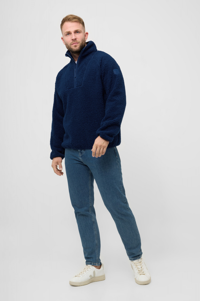 Derbe Herren Fleece Pullover Kuschelby Troyer Blau